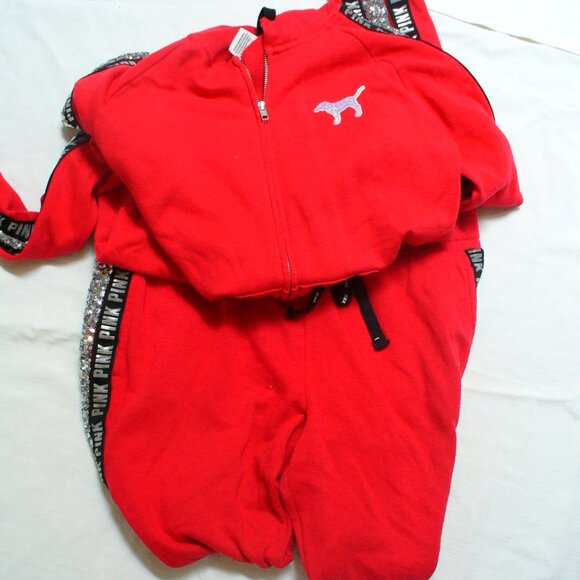 VICTORIA'S SECRET SET track Suit Joggers Hoody Red NWOT Size L - Picture 7 of 13